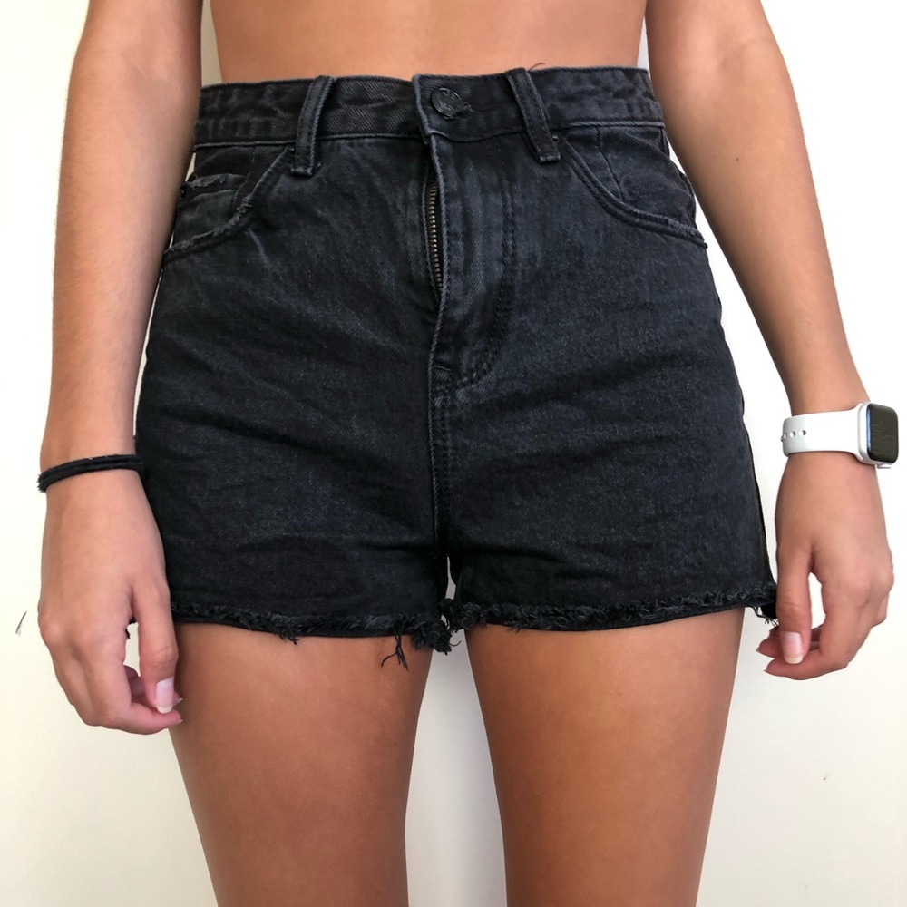 Stradivarius Black Jean High Waisted Jean Shorts